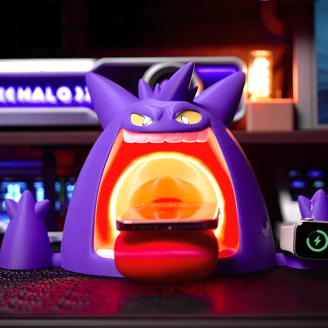 Gengar Wireless Charger – 3D Printed Pokémon-Inspired Charging Dock with Glowing LED